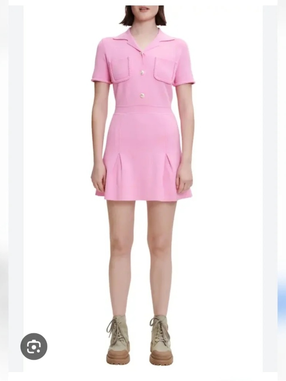 Maje Radene Knit Dress in Rose Pink - Picture 6 of 6